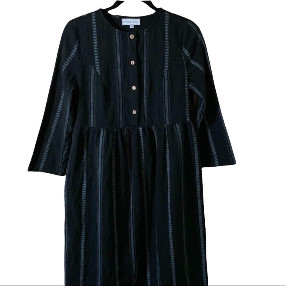 Piper & Scoot Black Button Down Midi Dress